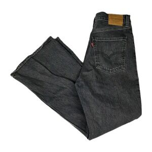 Levis Premium Jeans‎ Womens Size 28 70s High Flare Black Wash Denim Pants